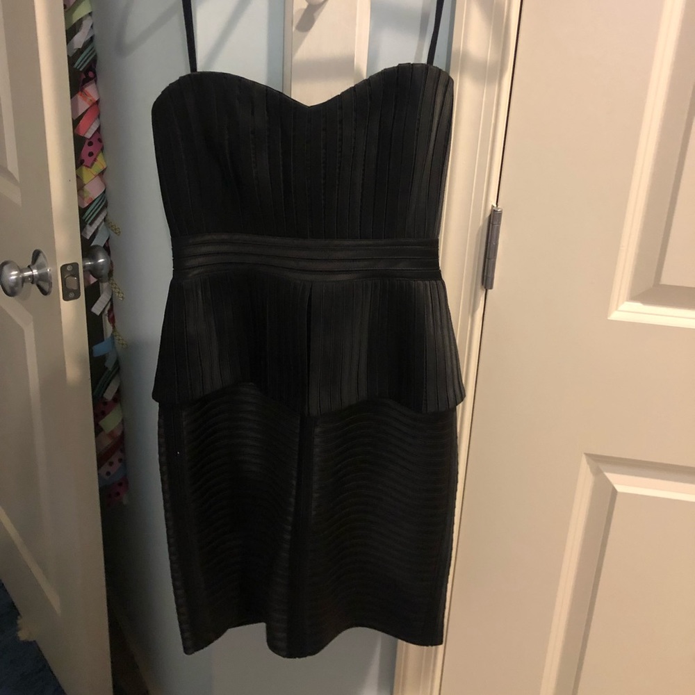 BCBGMAXAZRIA Black Karina Strapless Satin Dress